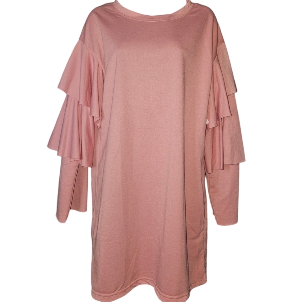 NWT Charlotte Russe Ruffled Tier Long Sleeve  Dress